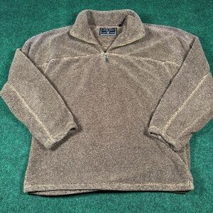 True Grit Sweater Mens Large Brown Sherpa Fleece Quarter Zip